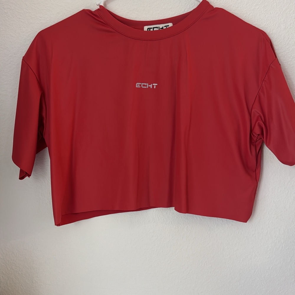 ECHT Red and Gray Cropped Performance Tees - Women's Top